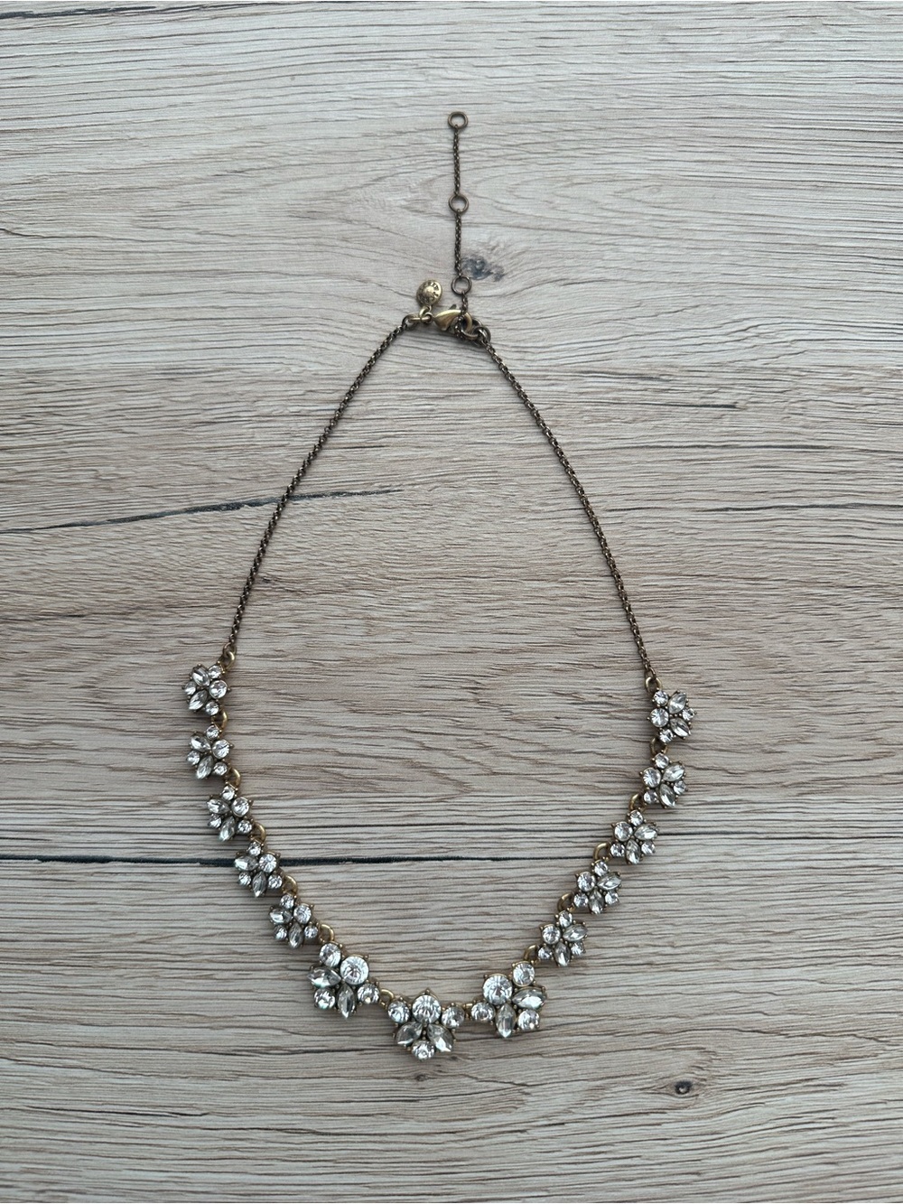 J Crew Gold Rhinestone Statement Necklace